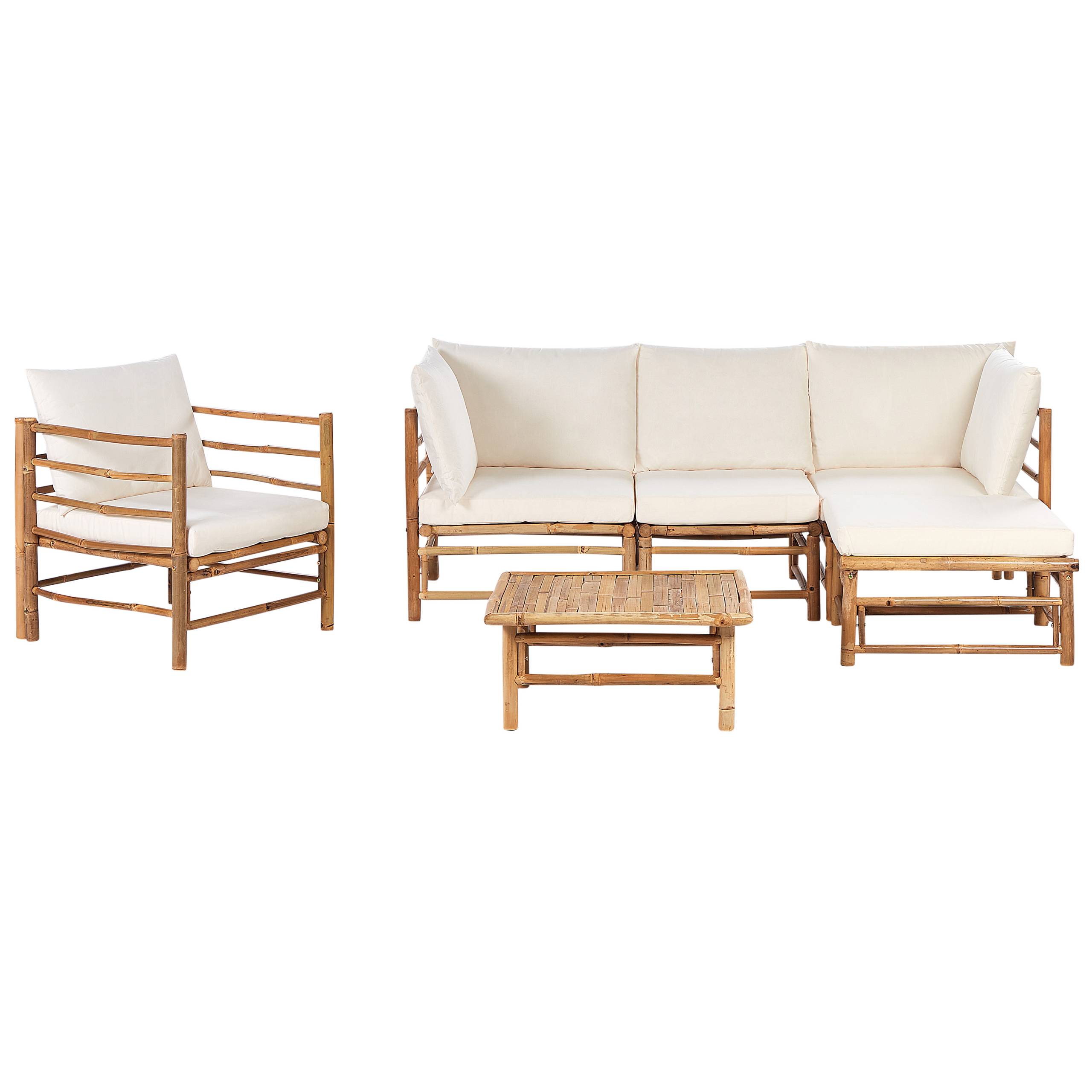 Beliani - Set de jardin, 5 Personnes Bambou Blanc cassé CERRETO - Beliani - Image 2