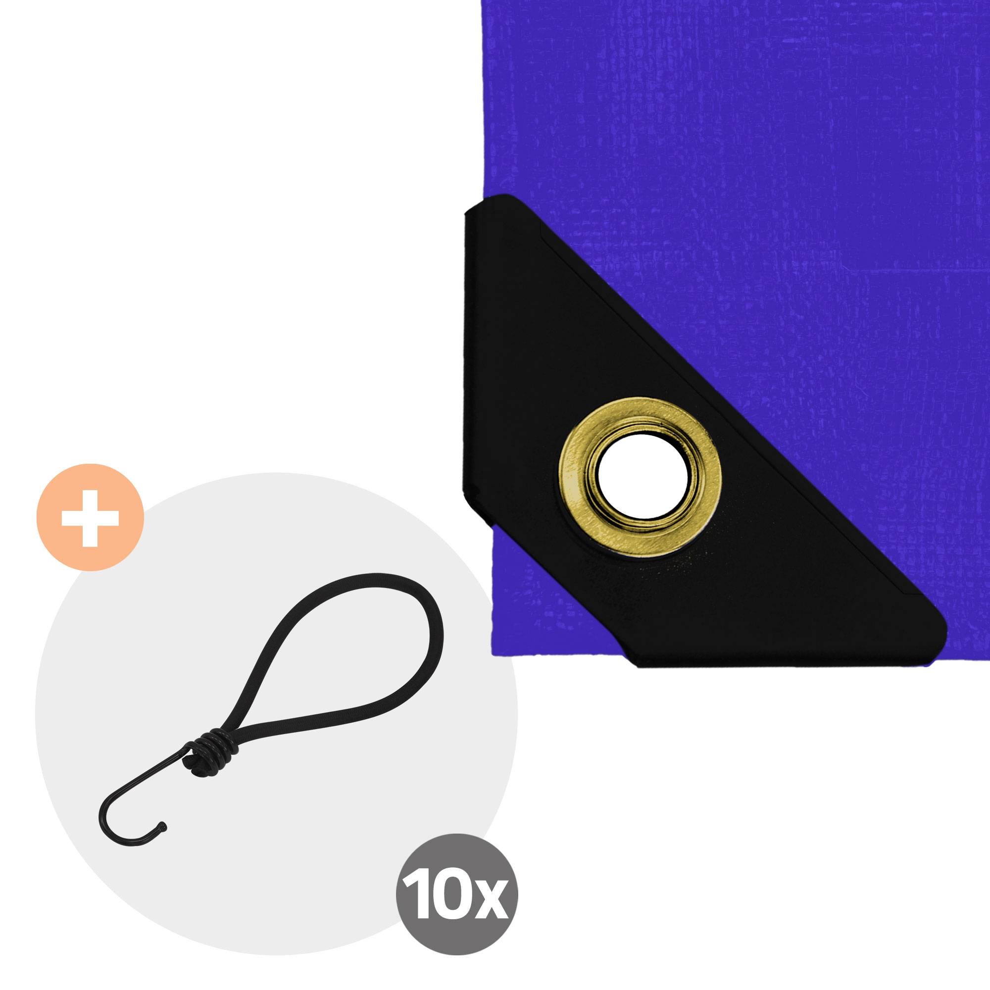 Ecd-Germany - Bâche de Protection Premium avec Œillets + 10 Crochets, 6x3m 18m², 650g/m², Bleu, Tissu PVC, Indéchirable, Imperméable - Image 3