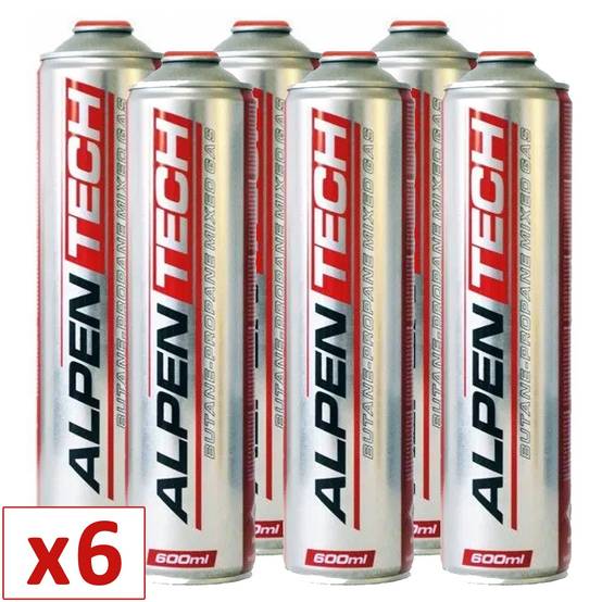 Pack de 6 Cartouches de gaz 330gr Butane propane mix 600ml Valve 7/16 ALPENTECH - Image 2
