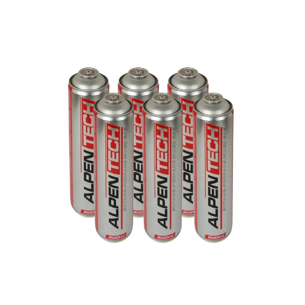 Pack de 6 Cartouches de gaz 330gr Butane propane mix 600ml Valve 7/16 ALPENTECH - Image 1