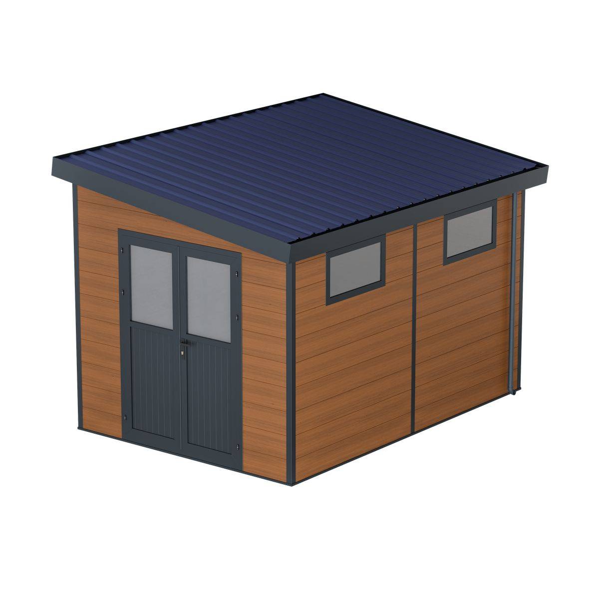 Direct Abris - Abri de Jardin Composite Adossée MIRA - 9m2 Brun - Garantie 20 ans - Cabanon de Jardin - Image 1