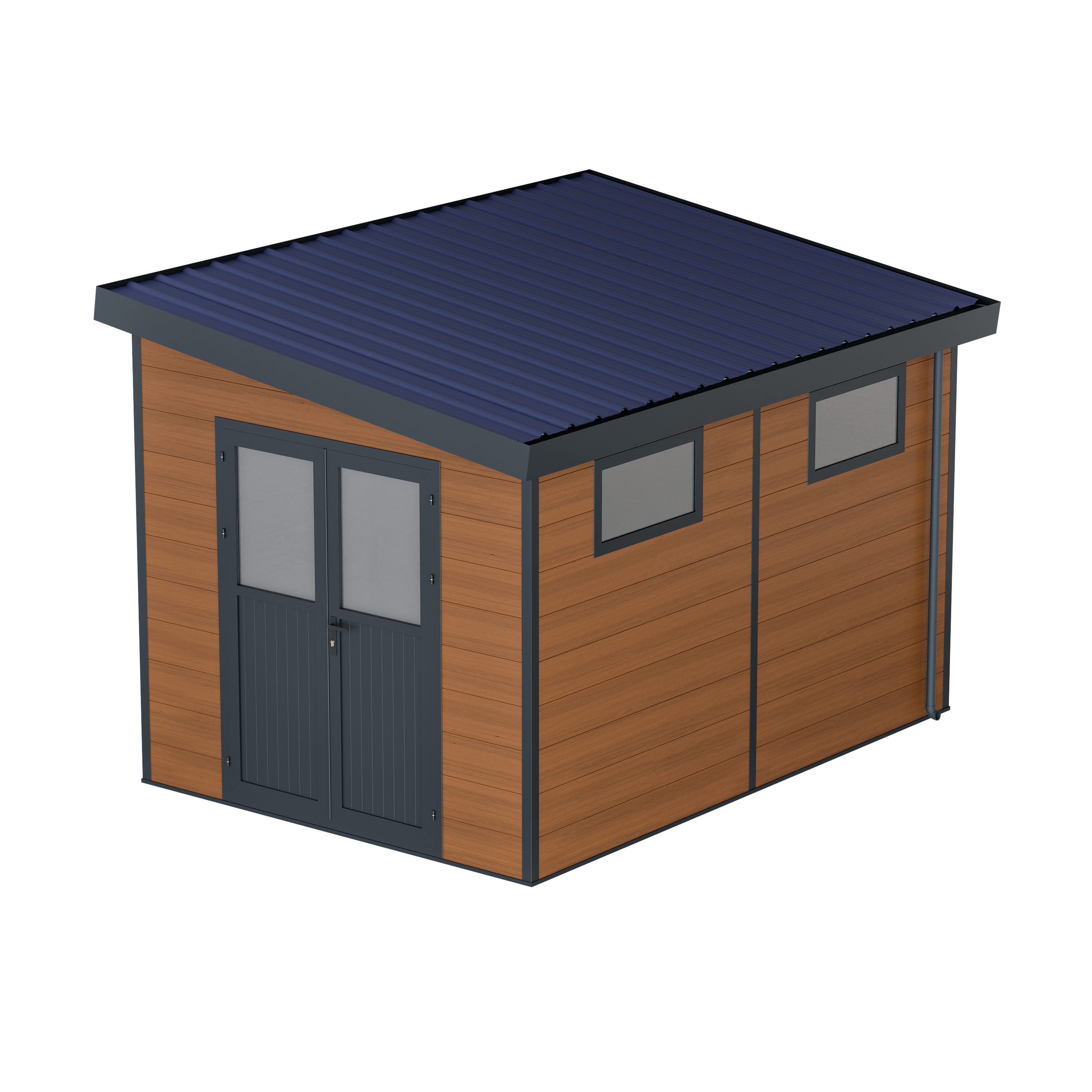 Abri de Jardin Composite Adossée MIRA - 9m2 Brun - Garantie 20 ans - Cabanon de Jardin