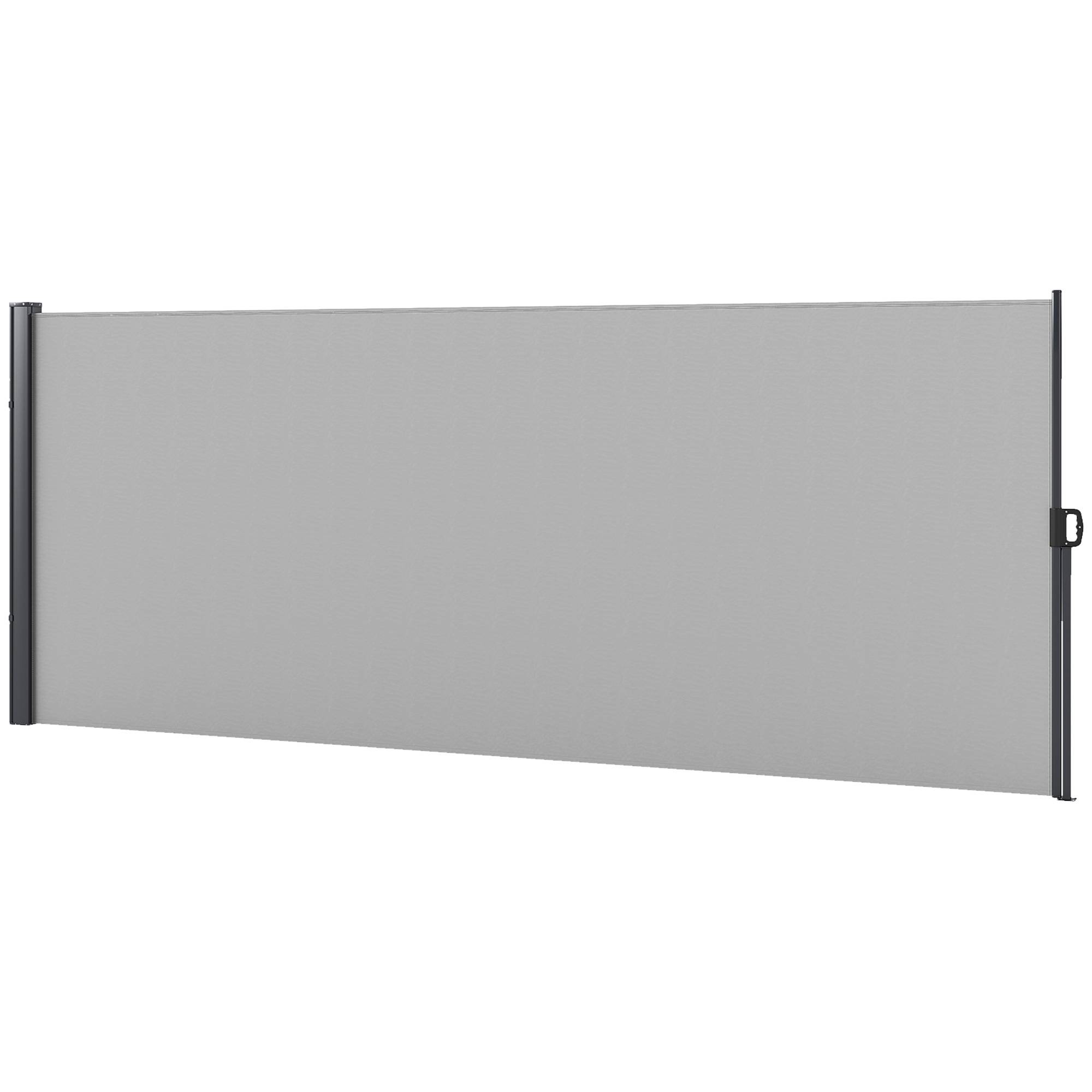 Store latéral Brise-Vue paravent rétractable dim. 4L x 1,60H m alu. Polyester Anti-UV Haute densité 180 g/m² Gris - Image 2