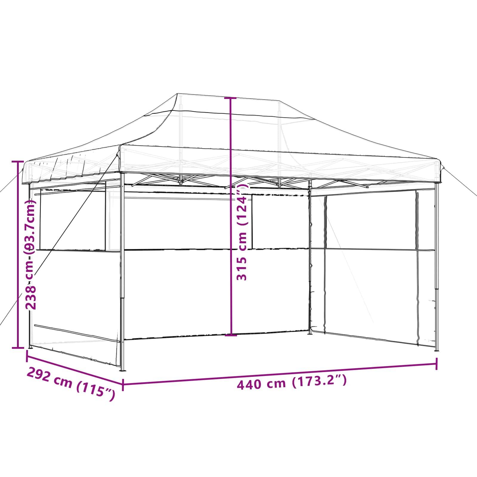 ComfortXL - Tente de réception pliable acier jardin grand format fenêtres 4x3m orange - ComfortXL Outdoor Living - Image 9