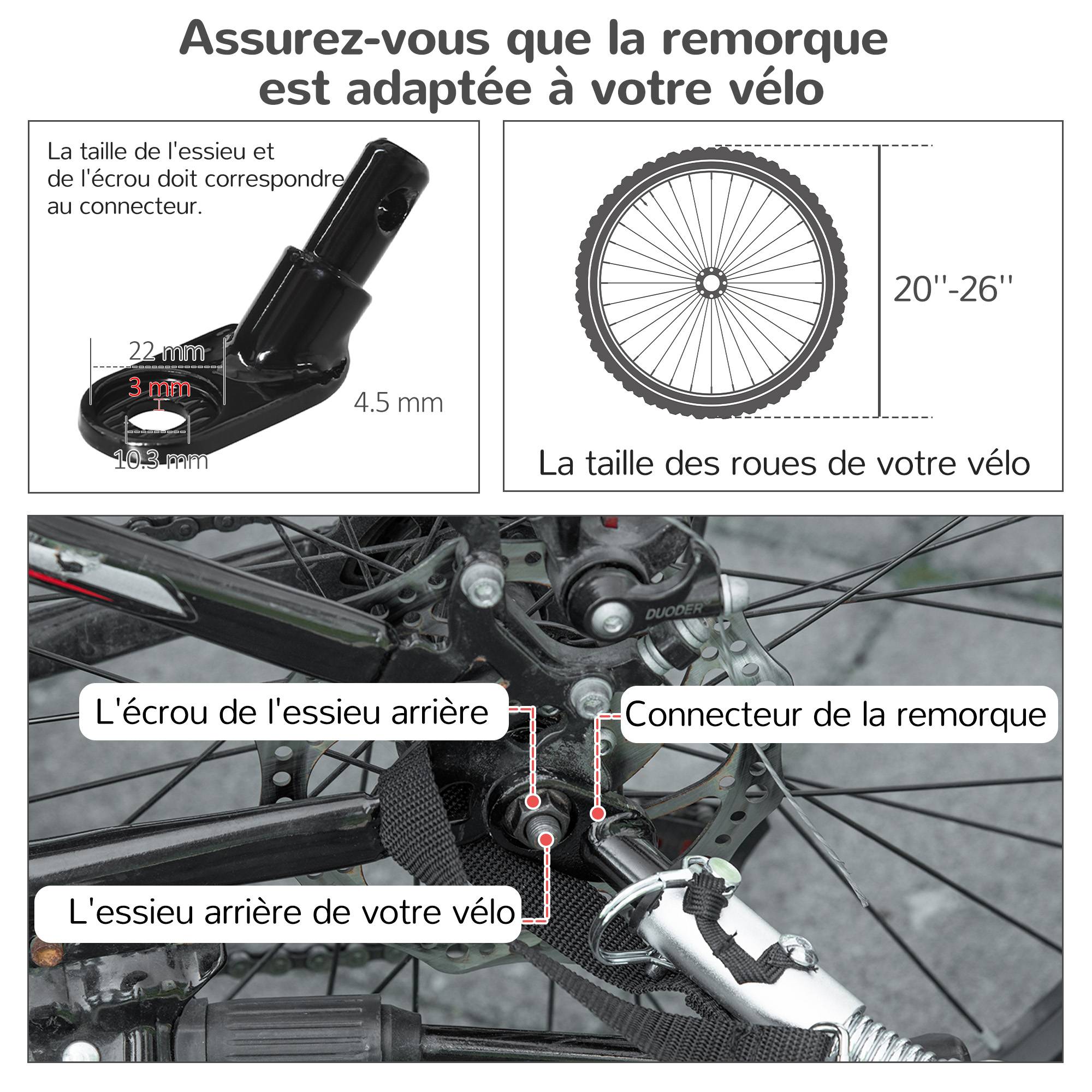 Remorque vélo jogger 2 en 1 pour animaux de compagnie drapeau roue avant pivotante réflecteurs noir - Image 10