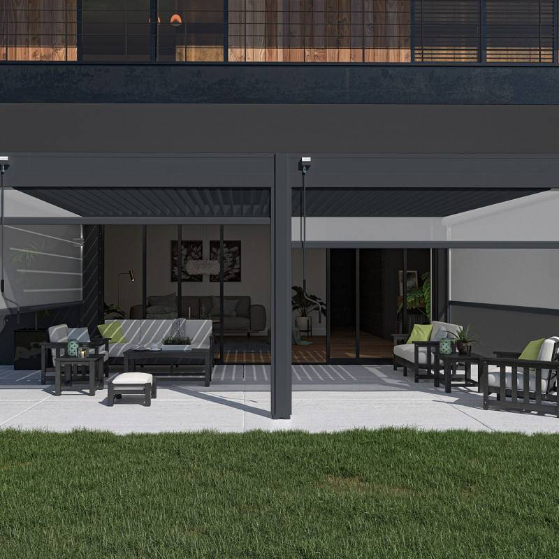 Ombrea - Pergola bioclimatique adossée 4×6 m – lames orientables 135° & drainage intégré – OMBREA - Image 4