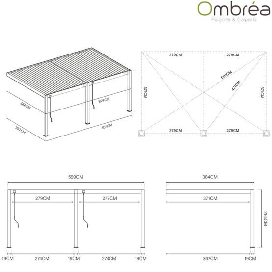 Ombrea - Pergola bioclimatique adossée 4×6 m – lames orientables 135° & drainage intégré – OMBREA - Image 6