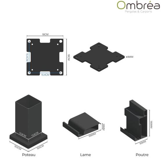 Ombrea - Pergola bioclimatique adossée 4×6 m – lames orientables 135° & drainage intégré – OMBREA - Image 7