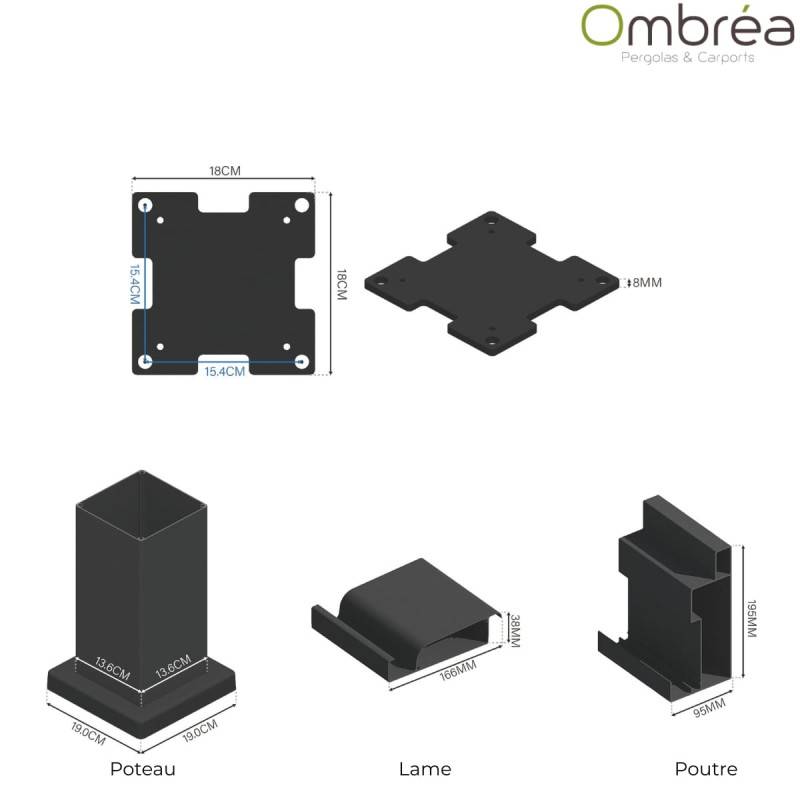 Ombrea - Pergola bioclimatique adossée 4×6 m – lames orientables 135° & drainage intégré – OMBREA - Image 7