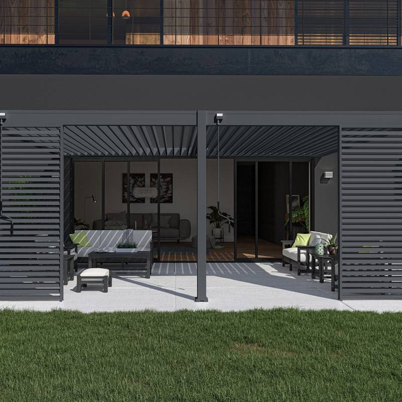 Ombrea - Pergola bioclimatique adossée 4×6 m – lames orientables 135° & drainage intégré – OMBREA - Image 3
