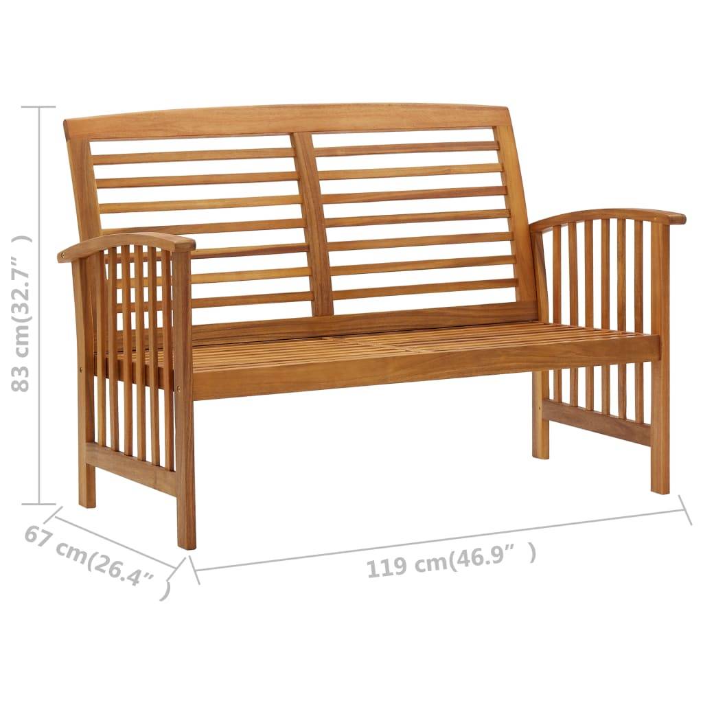 PANGIVO - Banc de jardin bois d'acacia naturel 119 x 67 x 83 cm, Poids:13kg - PANGIVO - Image 7