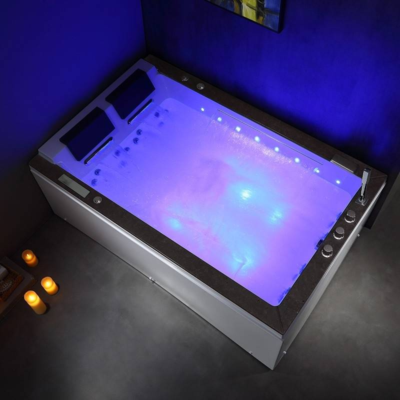 Baignoire balneo LORD DUO BLACK 2 places ARCHIPEL® 185X120 - DROITE - Image 1