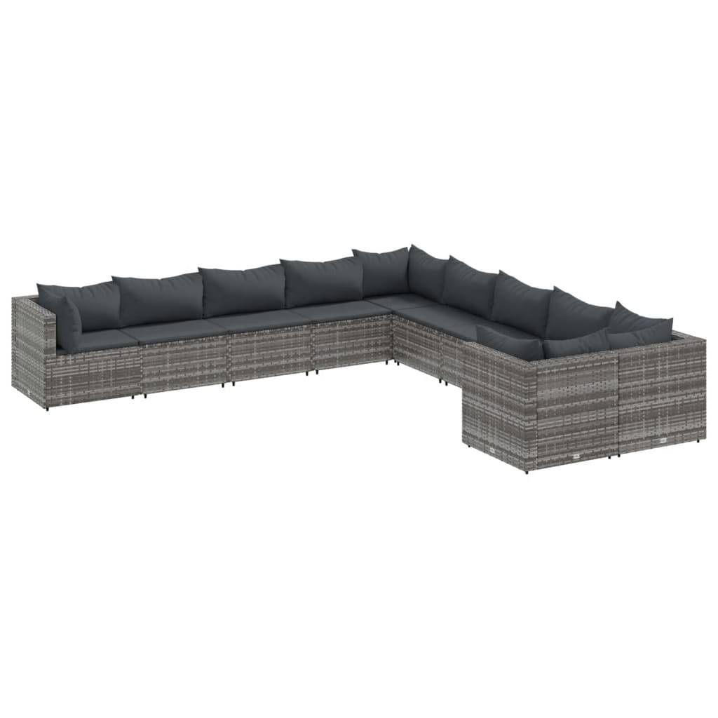 Vidaxl - Salon de jardin avec coussins 10 pcs gris résine tressée vidaXL 3308346 - Image 2