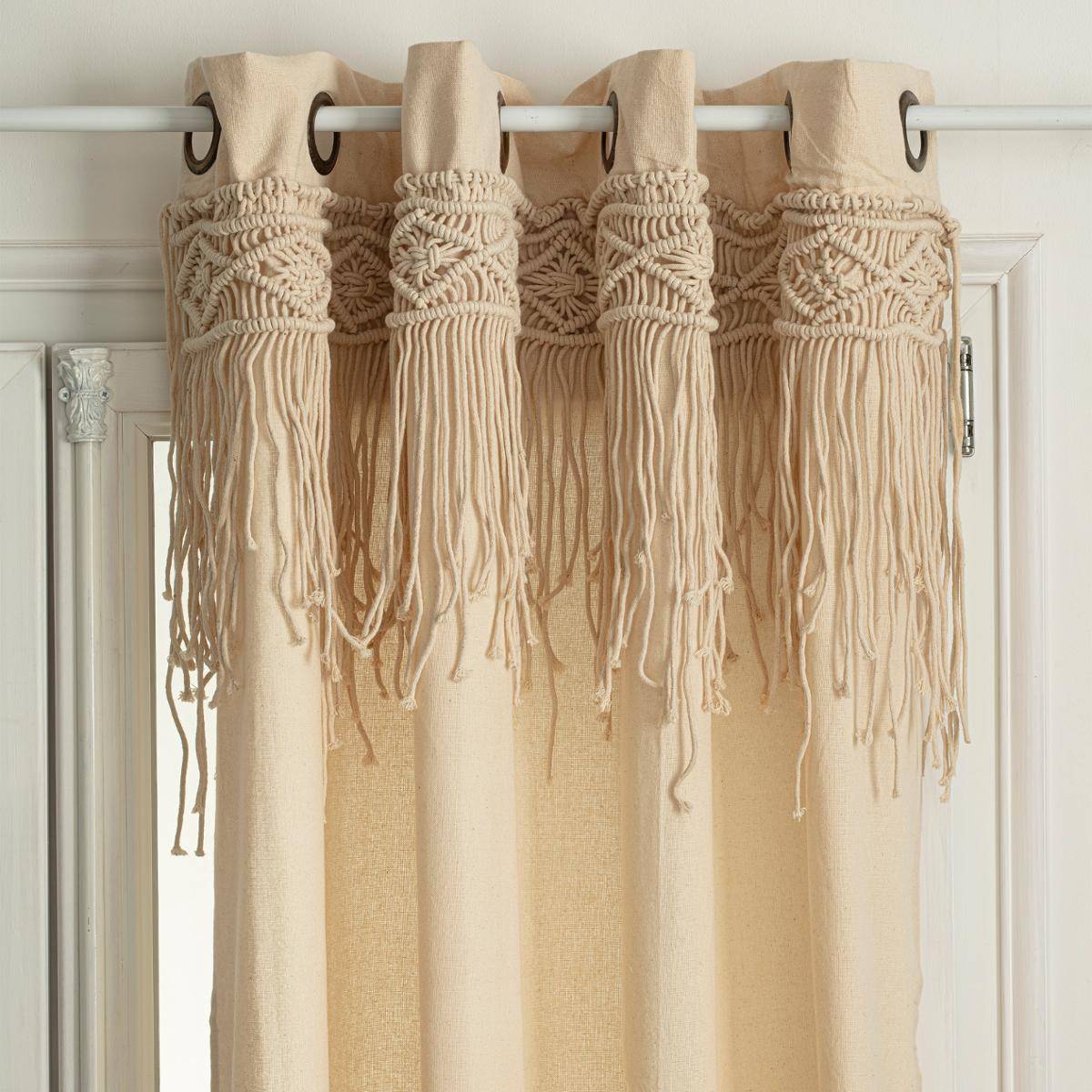 Atmosphera - Lot de 2 Rideaux à œillets Macramé en Coton 140 x 260 cm - Image 2