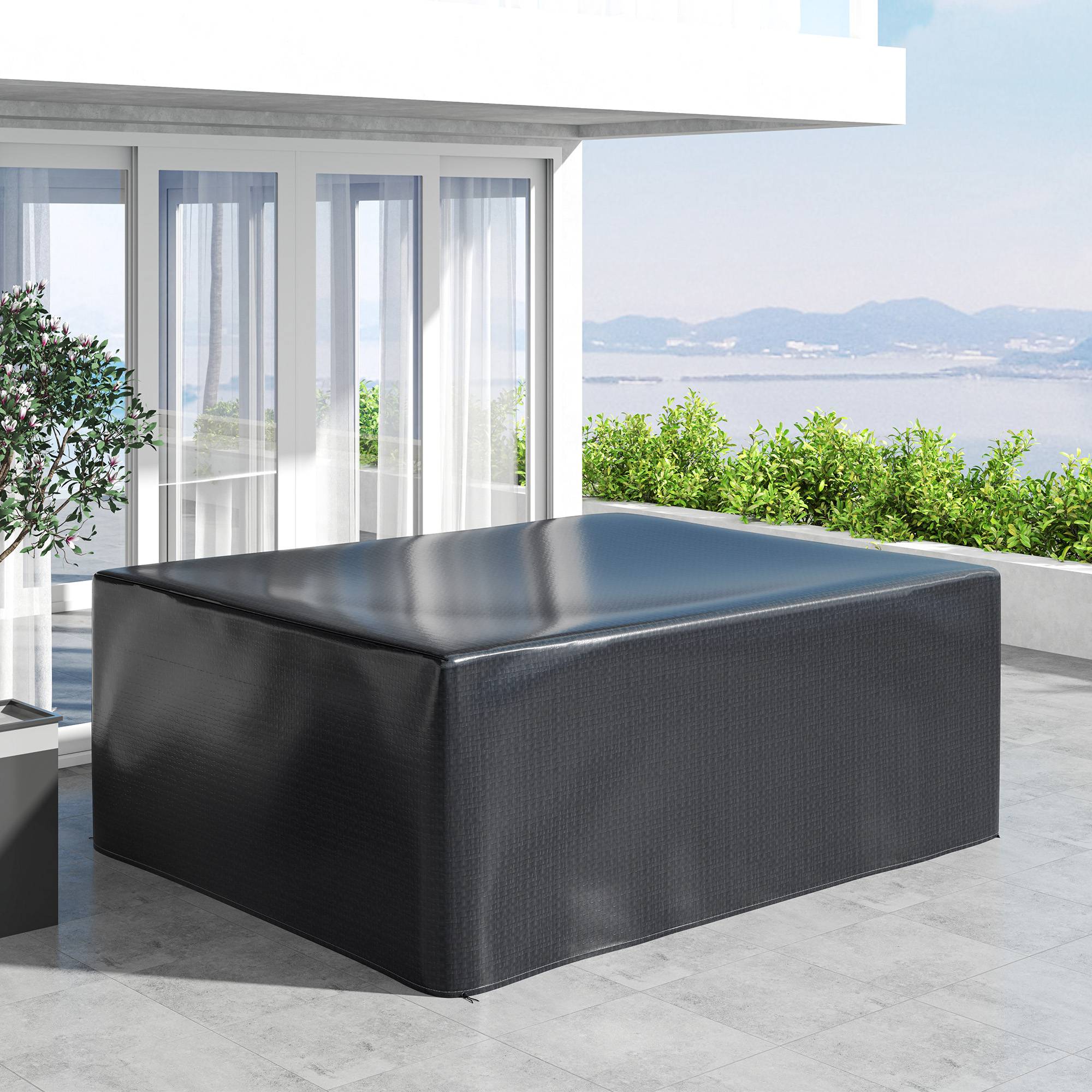 Housse de protection pour mobilier de jardin, résistante à l'hiver, imperméable et anti-UV, 235 x 190 x 90 cm, noire - Image 9