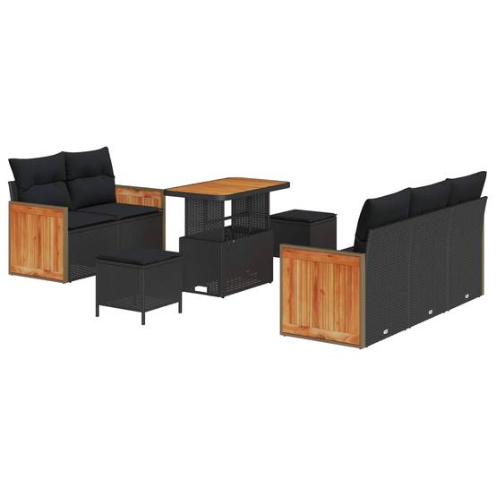 Set de Canapés 8 Pièces Résine Noire avec Table Basse Rectangulaire et Sièges Coffres Pratiques – ComfortXL Outdoor Living - Image 1