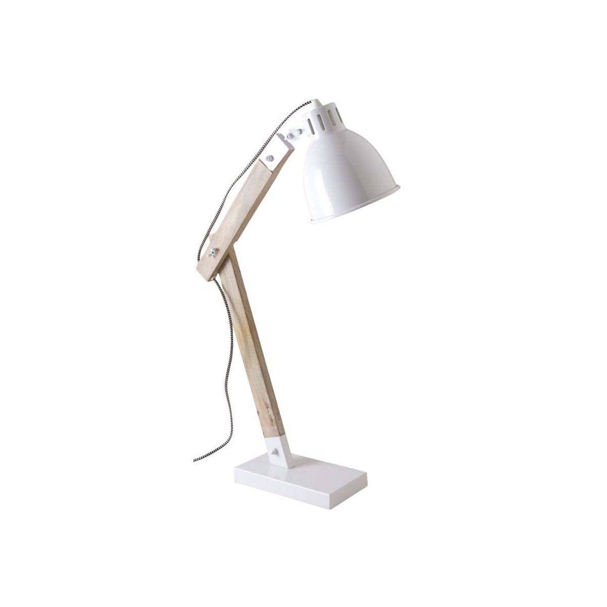 Aubry Gaspard - Lampe de bureau en métal blanc et bois - Image 1