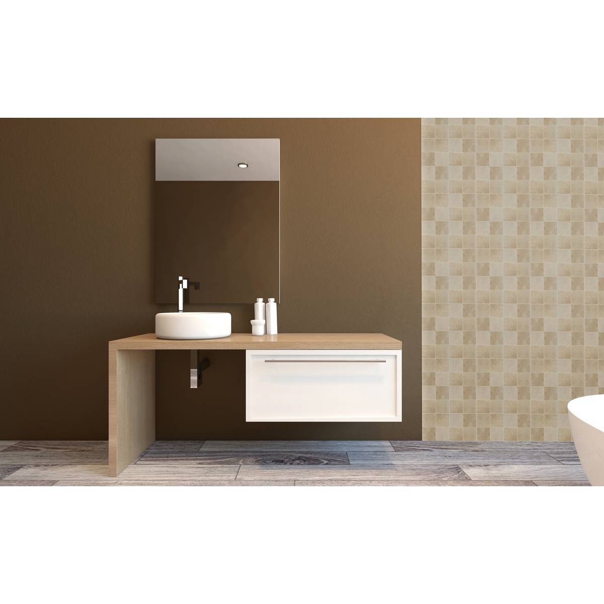 Atmosphera - 2 stickers muraux Caro carré 25x25cm beige - Atmosphera Créateur d'intérieur - Image 1