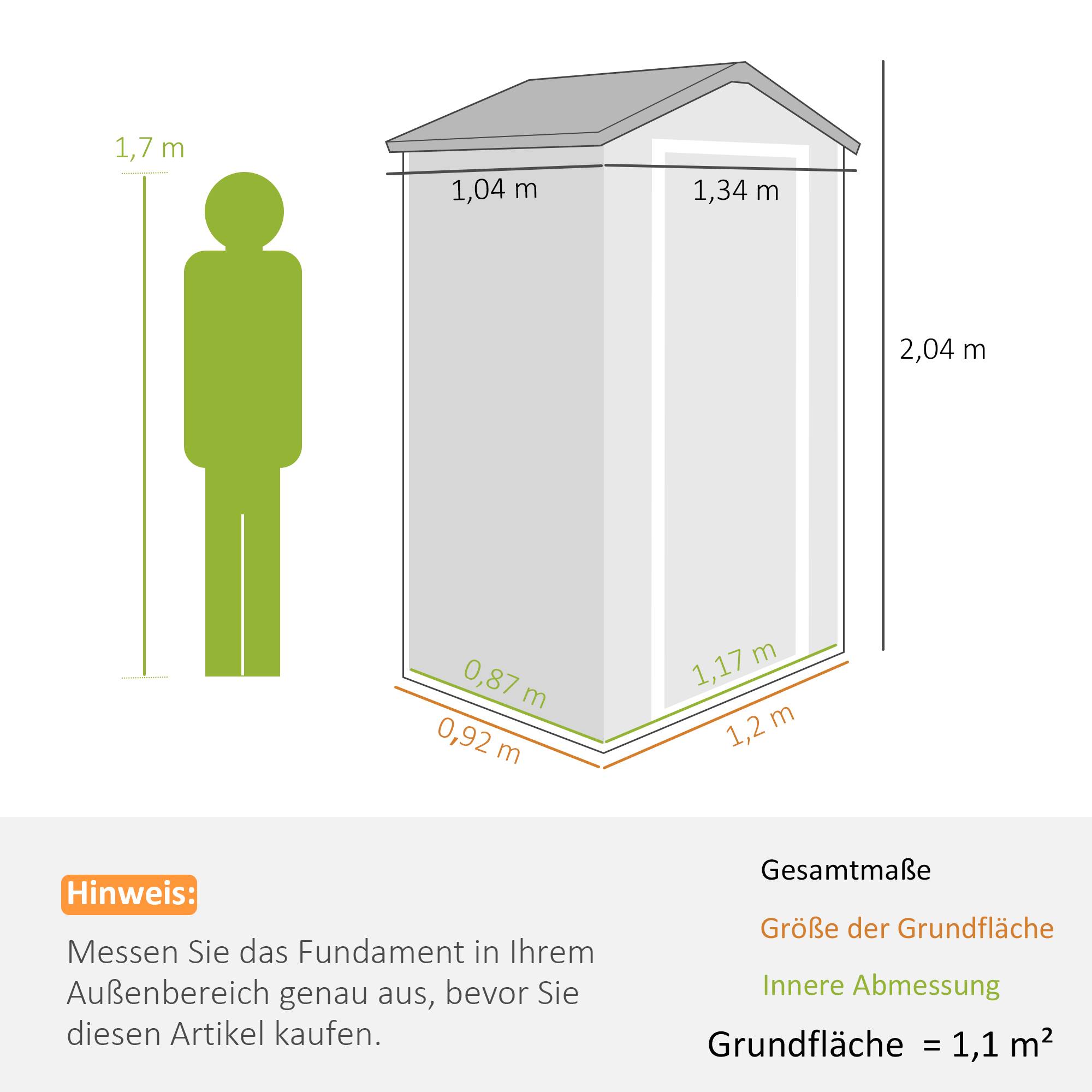 Abri équipement 1,1m², toit double pente, 134x104x204cm plastique verrouillable fenêtre gris foncé - Image 5