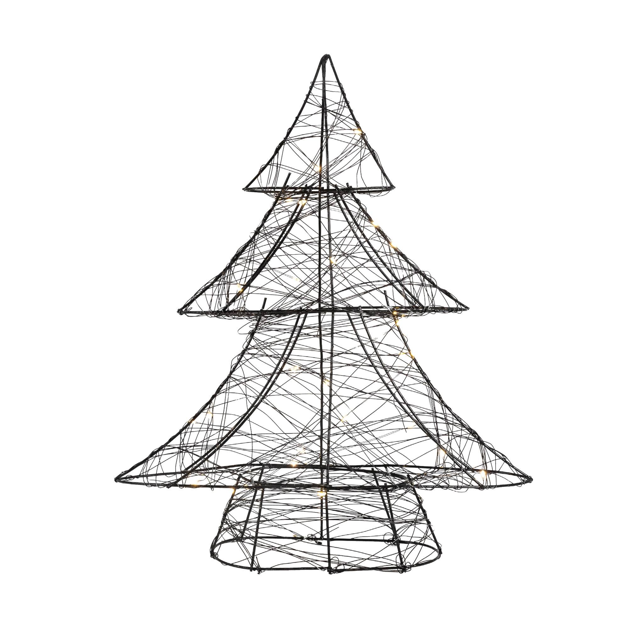 Ecd-Germany - Arbre de Noël à LED sapin lumineux décoration d'hiver métallique ornement noir - Image 1