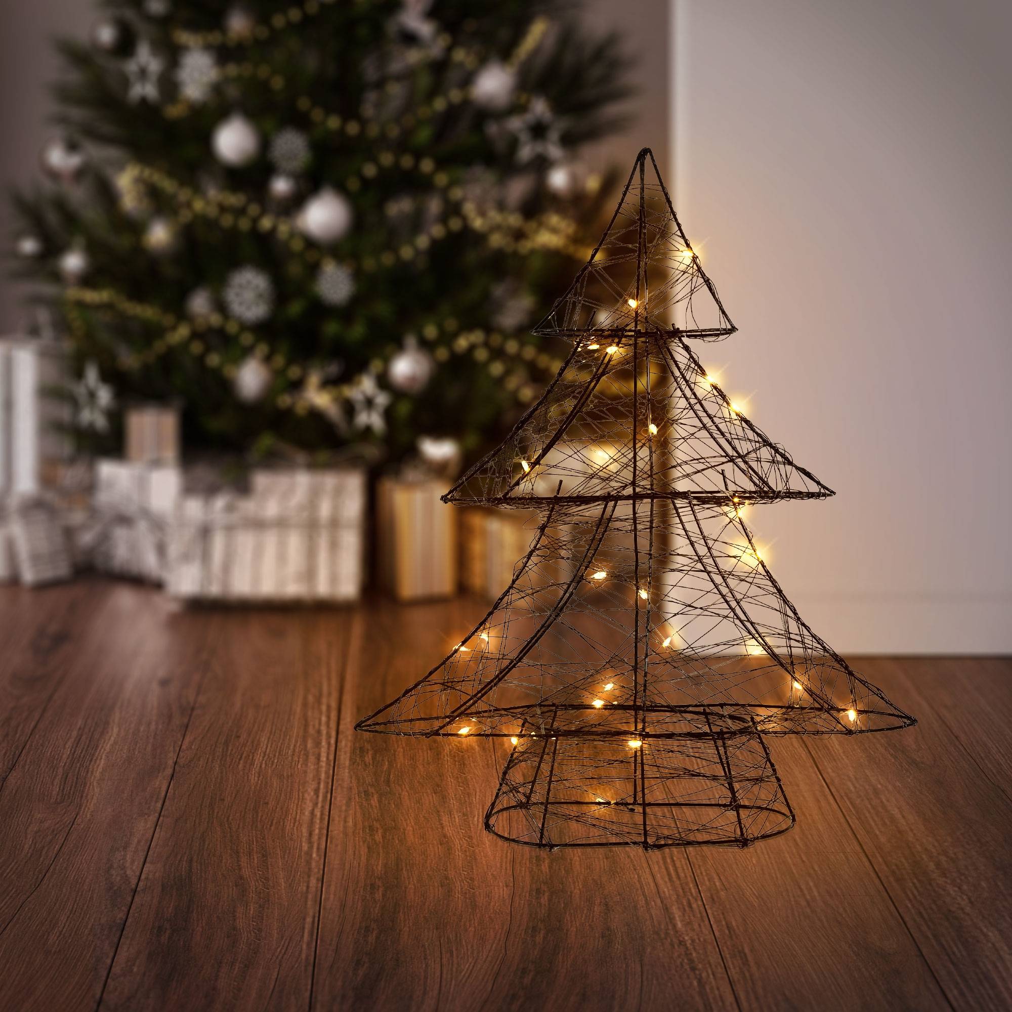 Ecd-Germany - Arbre de Noël à LED sapin lumineux décoration d'hiver métallique ornement noir - Image 8