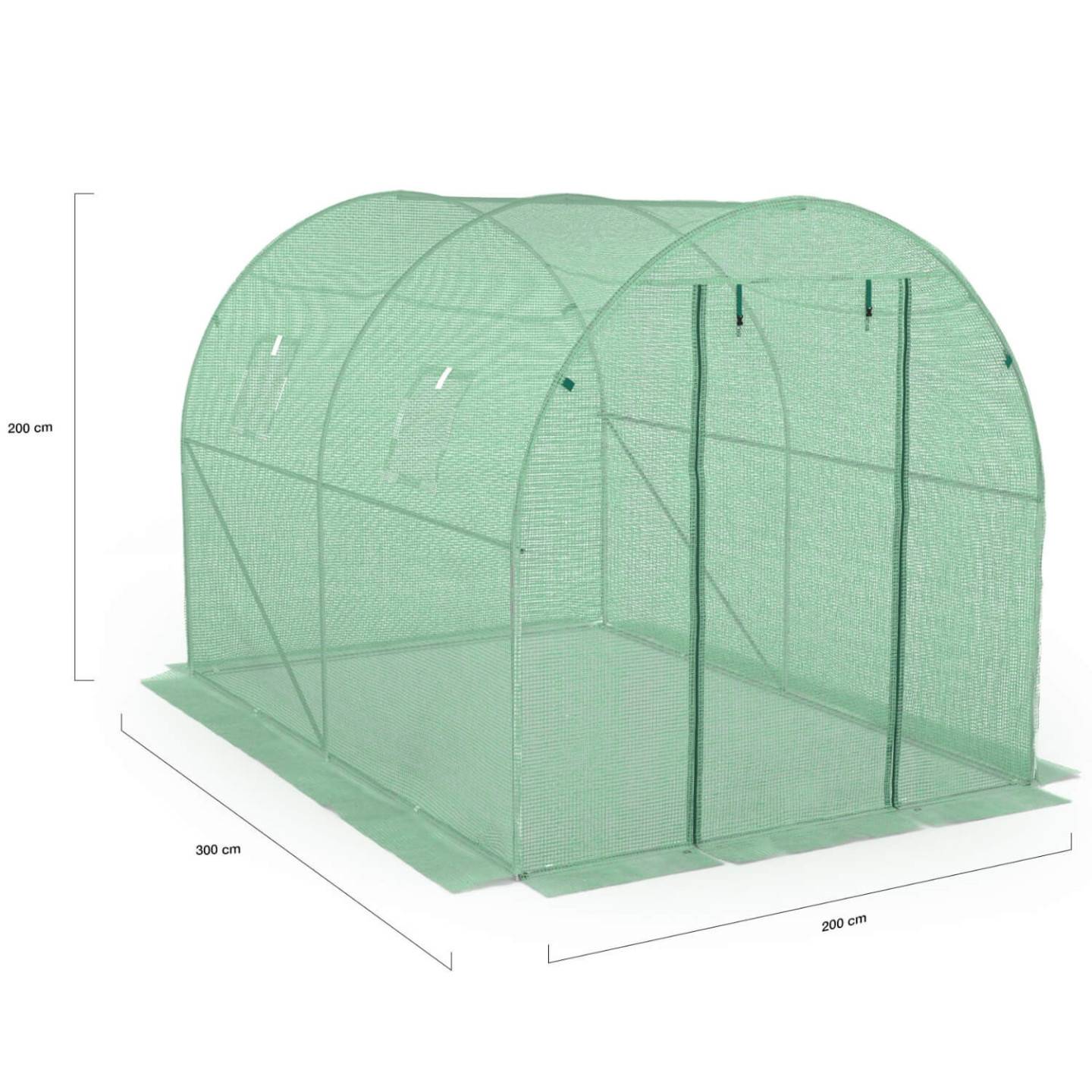 IDMARKET - Serre de jardin tunnel 6m² 3 x 2 x 2 m acier galvanisé + bâche anti-UV avec porte et fenêtres ROMA verte toutes saisons - Image 6