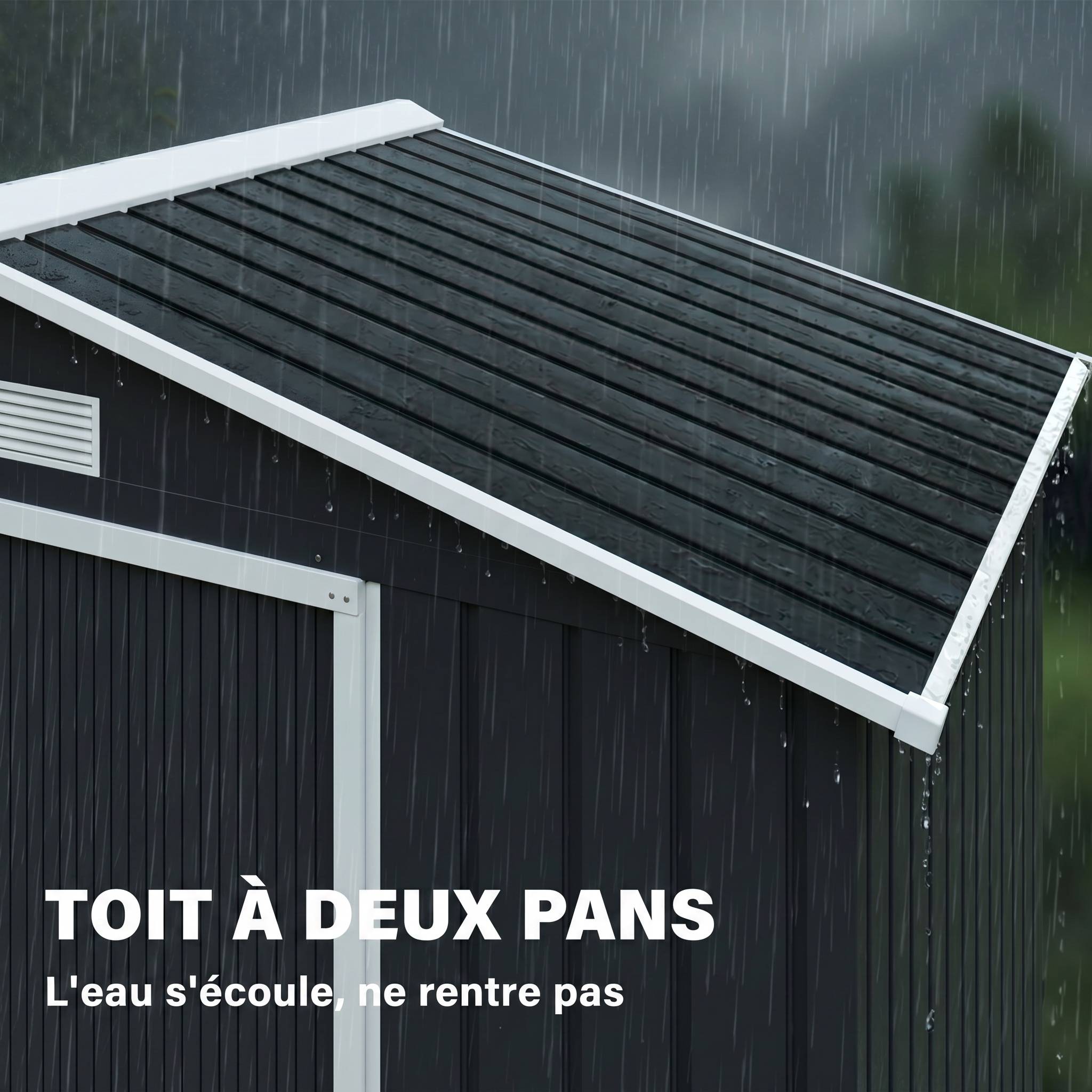 Abri de Jardin 2,77 m² - Remise pour Outils avec Fondation - cabanon Porte verrouillable - tôle d'acier Gris - Image 8