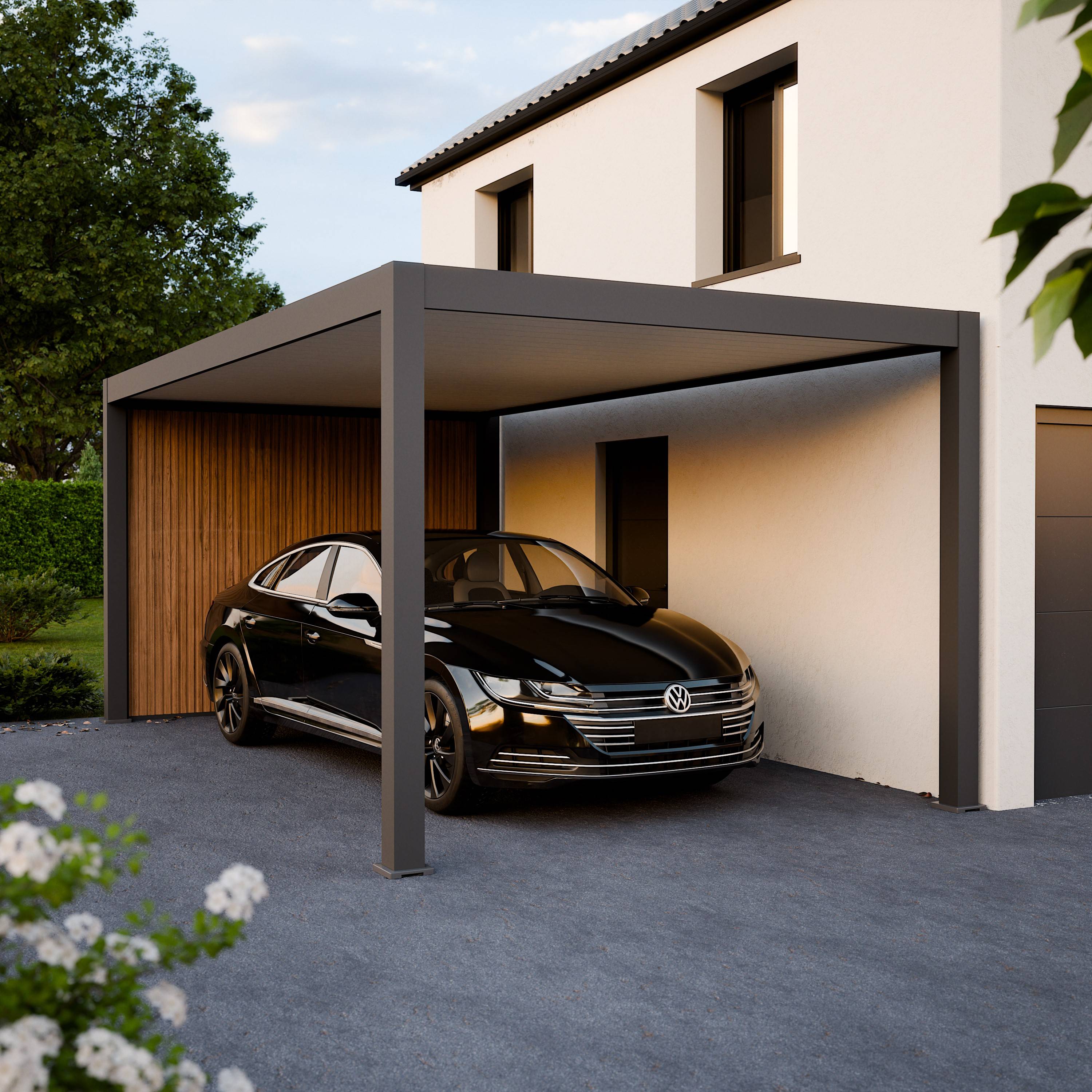 Carport Aluminium 330 x 563 cm PRESTON - 20 m2 - Hauteur : 255 - 1 Voiture - Abri Voiture Autoportant - Sans Déclaration Travaux