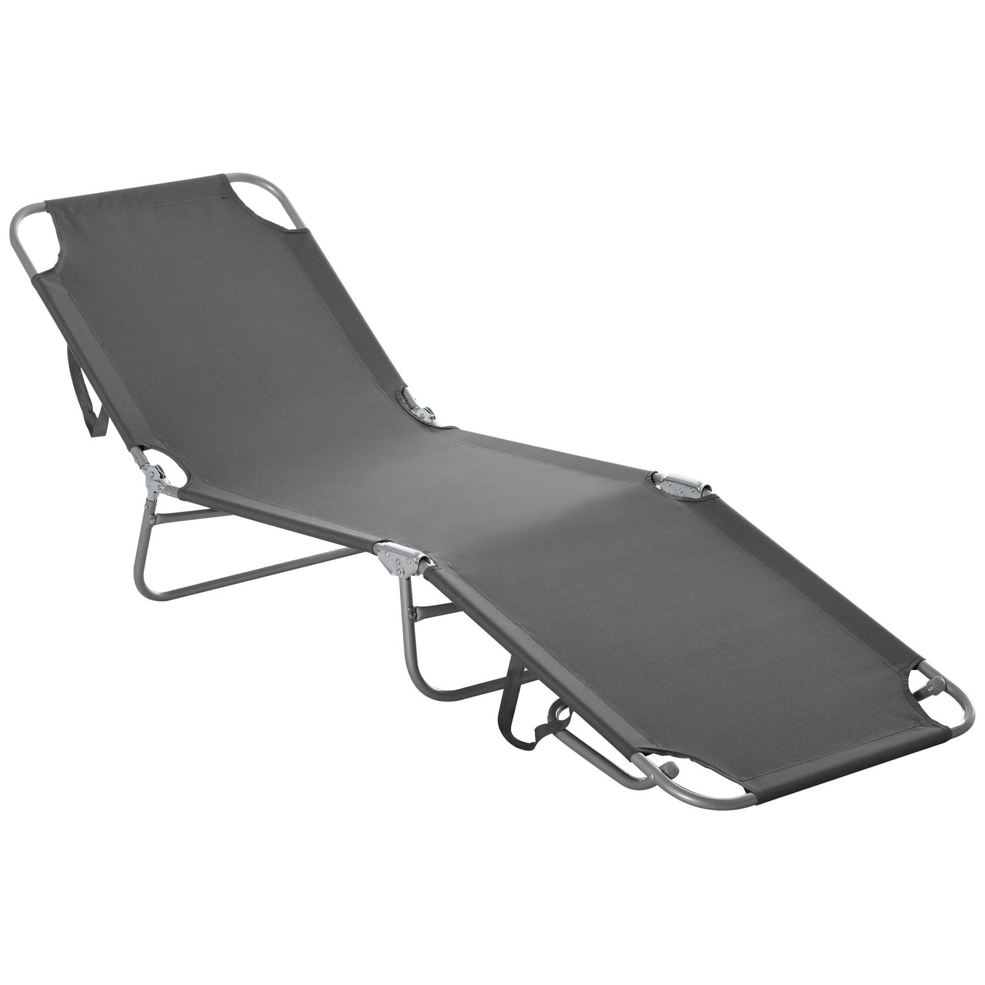 Bain de Soleil transat Pliable Dossier réglable Multipositions métal et Polyester Gris - Image 2
