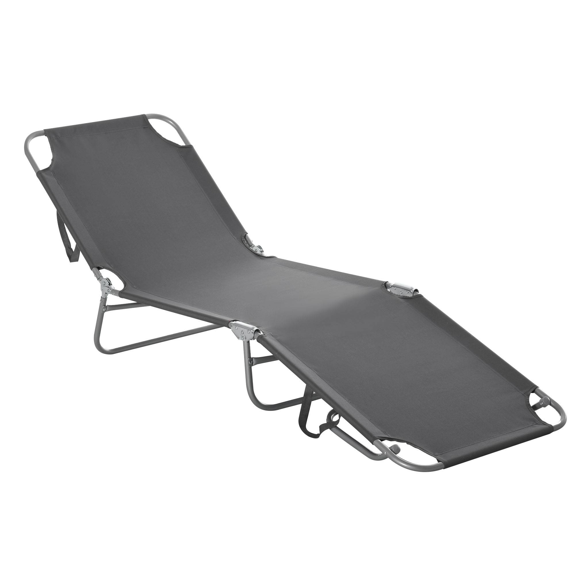 Bain de Soleil transat Pliable Dossier réglable Multipositions métal et Polyester Gris - Image 9