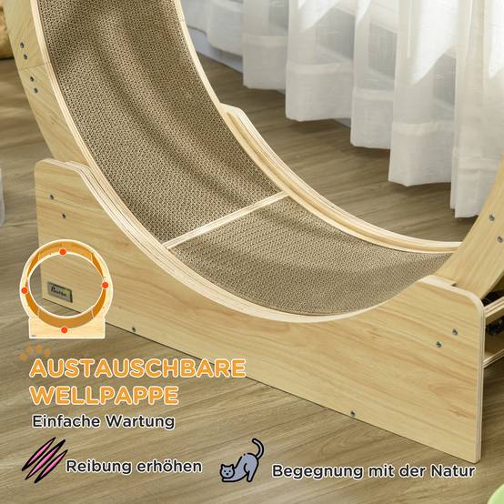 Roue exercice chat bois multi-couches intérieur rotation silencieuse 91x34x94cm chêne - ComfortXL Outdoor Living - Image 9