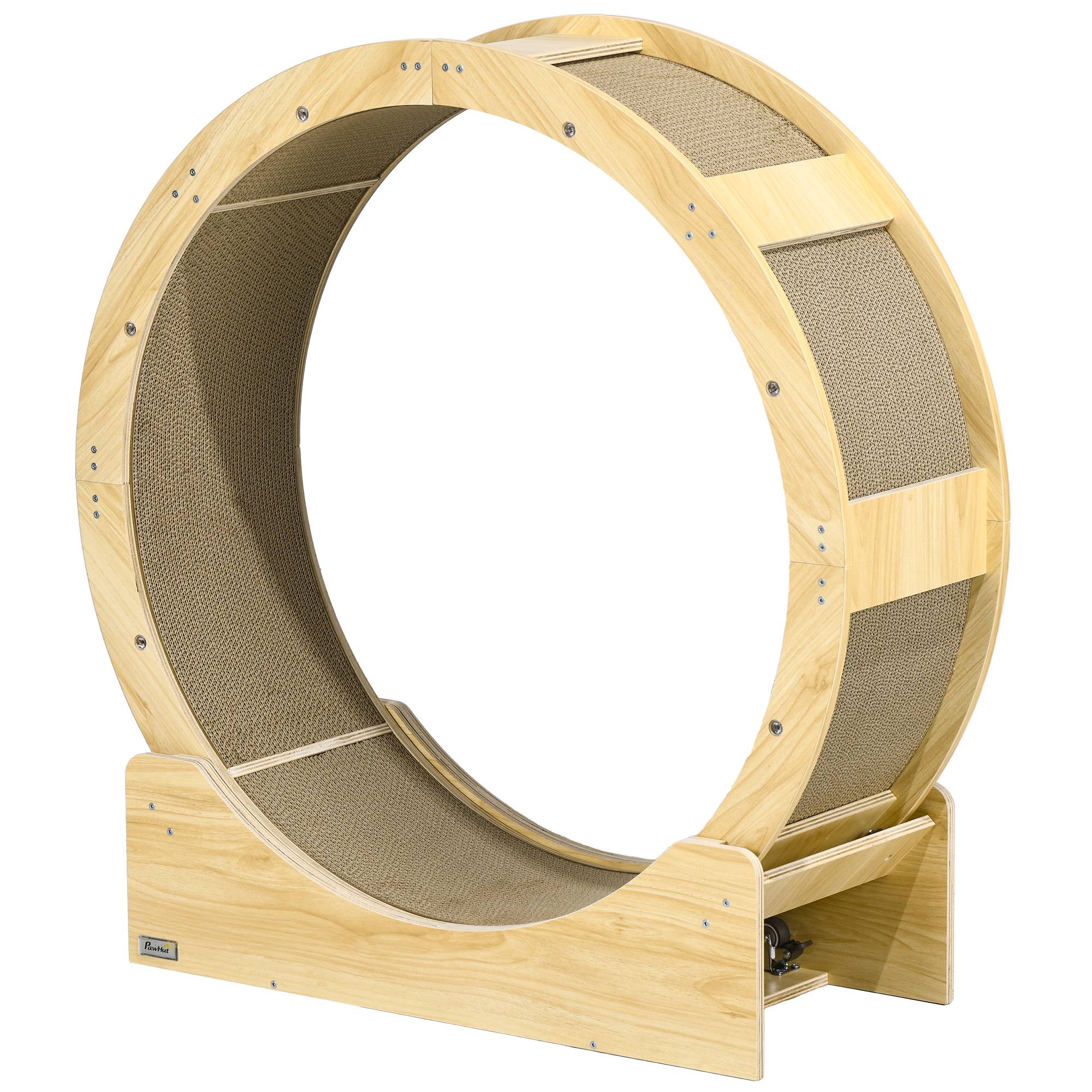 Roue exercice chat bois multi-couches intérieur rotation silencieuse 91x34x94cm chêne - ComfortXL Outdoor Living - Image 2