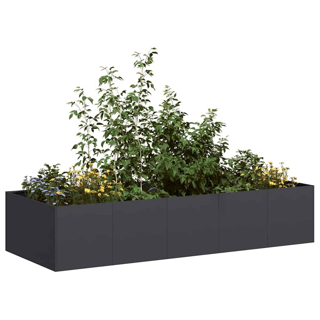Potager surélevé Acier rectangulaire pour Jardin Terrasse Noir 200x80x40 cm – ComfortXL Outdoor Living - Image 1