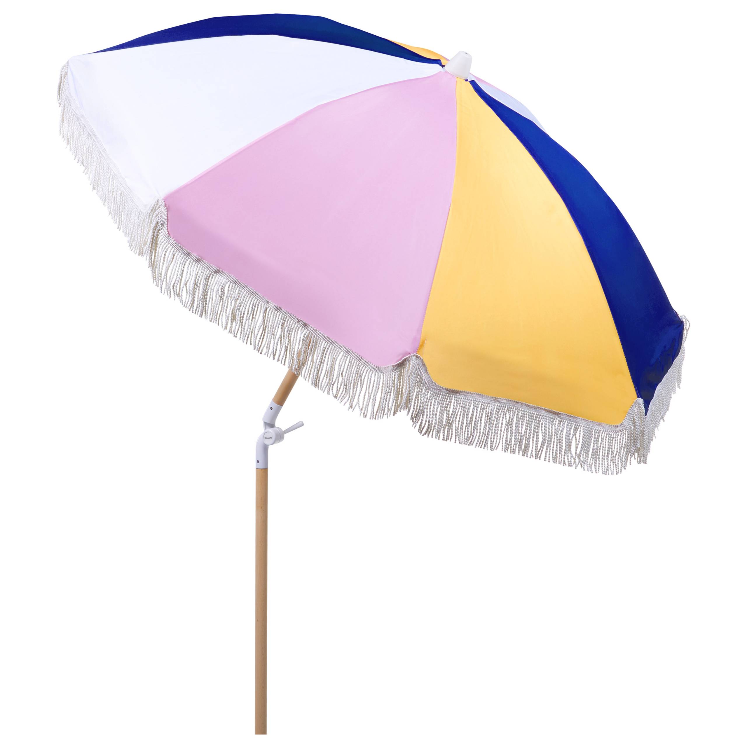Beliani - Parasol de Jardin en Tissu Multicolore avec Mât en Bois ⌀ 150 cm Design Rétro Protection Extérieur Inclinable Résistant aux UV - Image 5
