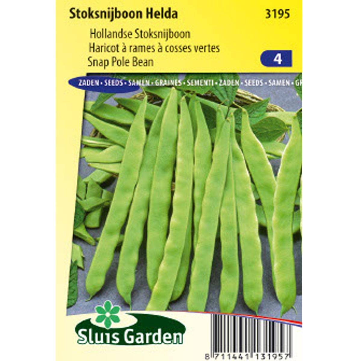 Haricot à rames mangetout Helda (gousses plates) le sachet de 150 graines environ (85g)
