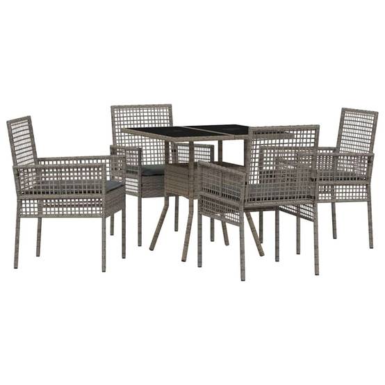 Ensemble de salle à manger pour jardin 5 pcs | Mobilier d'extérieur Gris polyrotin Maison Chic - Image 1