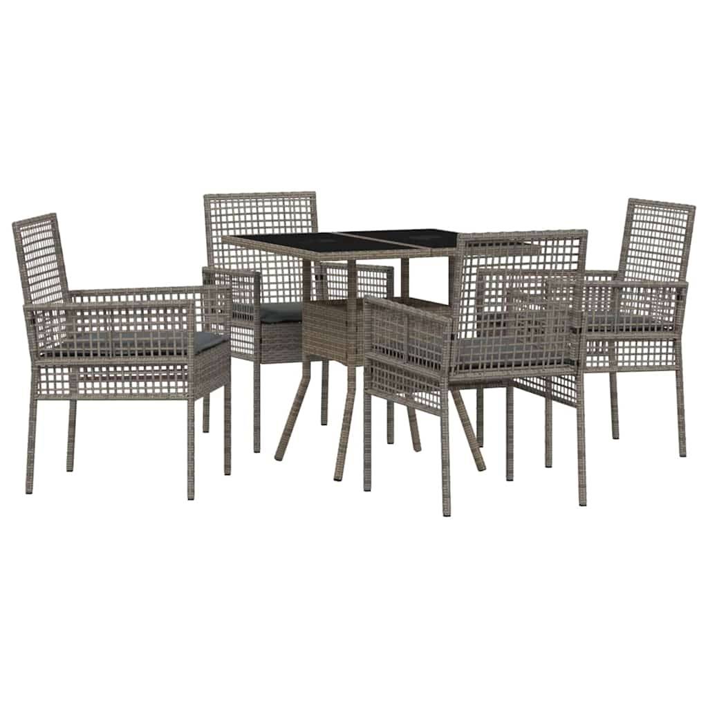 Ensemble de salle à manger pour jardin 5 pcs | Mobilier d'extérieur Gris polyrotin Maison Chic - Image 1