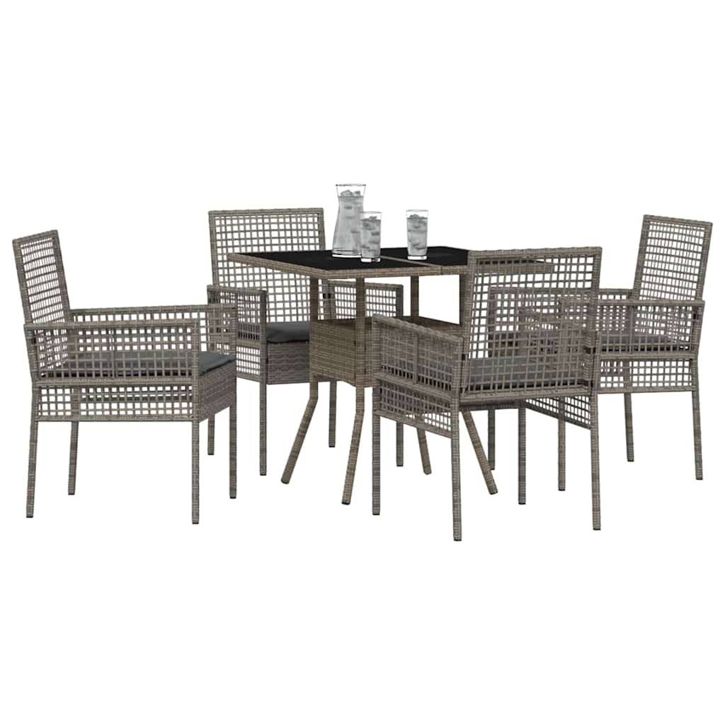 Ensemble de salle à manger pour jardin 5 pcs | Mobilier d'extérieur Gris polyrotin Maison Chic - Image 3