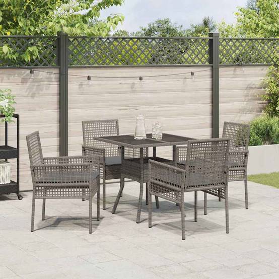 Ensemble de salle à manger pour jardin 5 pcs | Mobilier d'extérieur Gris polyrotin Maison Chic - Image 4
