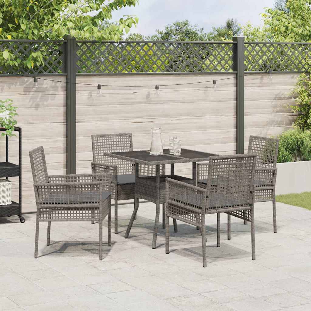 Ensemble de salle à manger pour jardin 5 pcs | Mobilier d'extérieur Gris polyrotin Maison Chic - Image 4