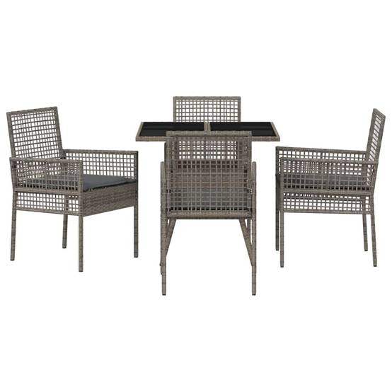 Ensemble de salle à manger pour jardin 5 pcs | Mobilier d'extérieur Gris polyrotin Maison Chic - Image 7