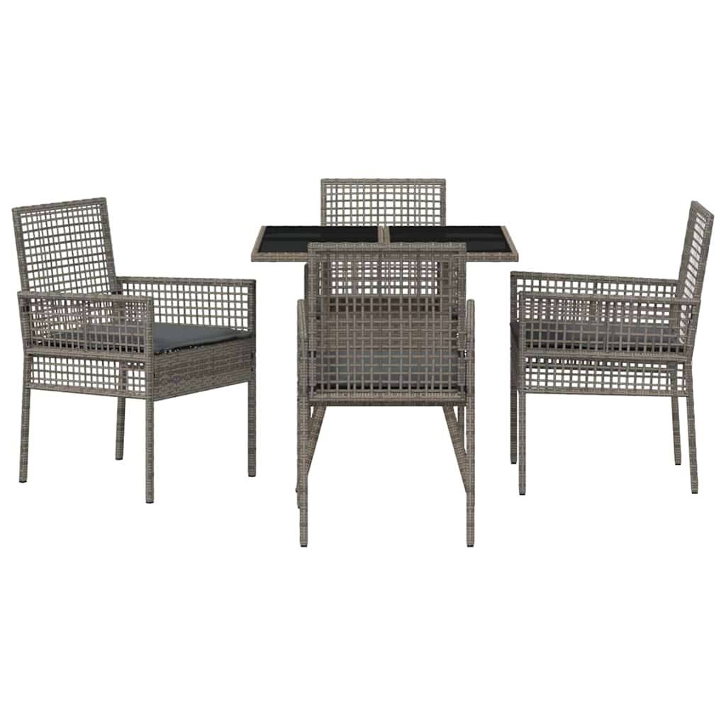 Ensemble de salle à manger pour jardin 5 pcs | Mobilier d'extérieur Gris polyrotin Maison Chic - Image 7