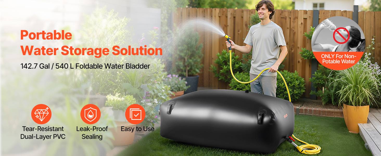 Vevor - VEVOR Réservoir d'Eau Souple Vessie de Stockage Eau Pliable en PVC 540 L Noir - Image 9