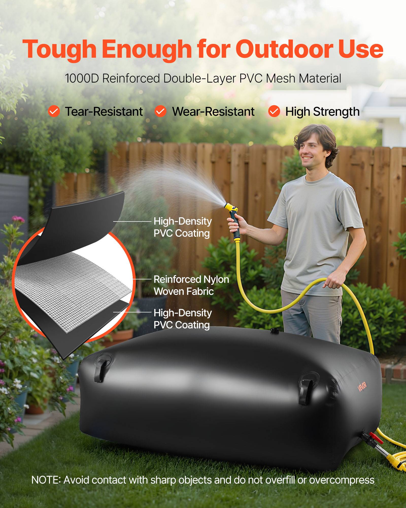 Vevor - VEVOR Réservoir d'Eau Souple Vessie de Stockage Eau Pliable en PVC 540 L Noir - Image 3