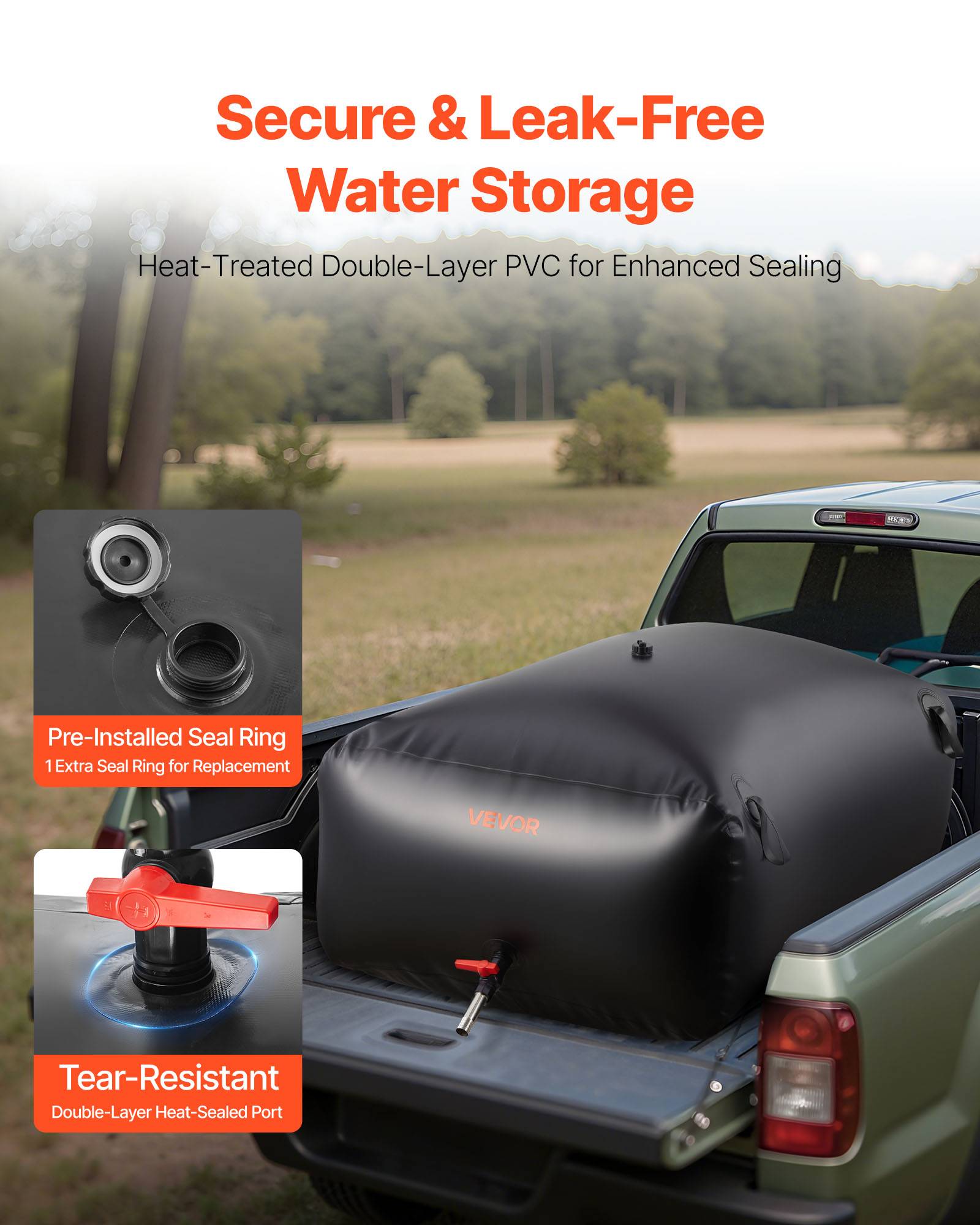 Vevor - VEVOR Réservoir d'Eau Souple Vessie de Stockage Eau Pliable en PVC 540 L Noir - Image 4