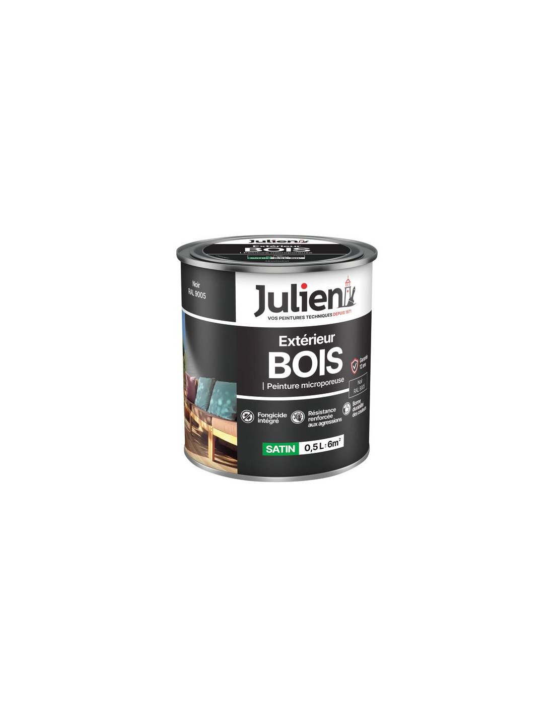 Julien - Peinture Julien Bois Microporeux Noir 0.5l - Julien