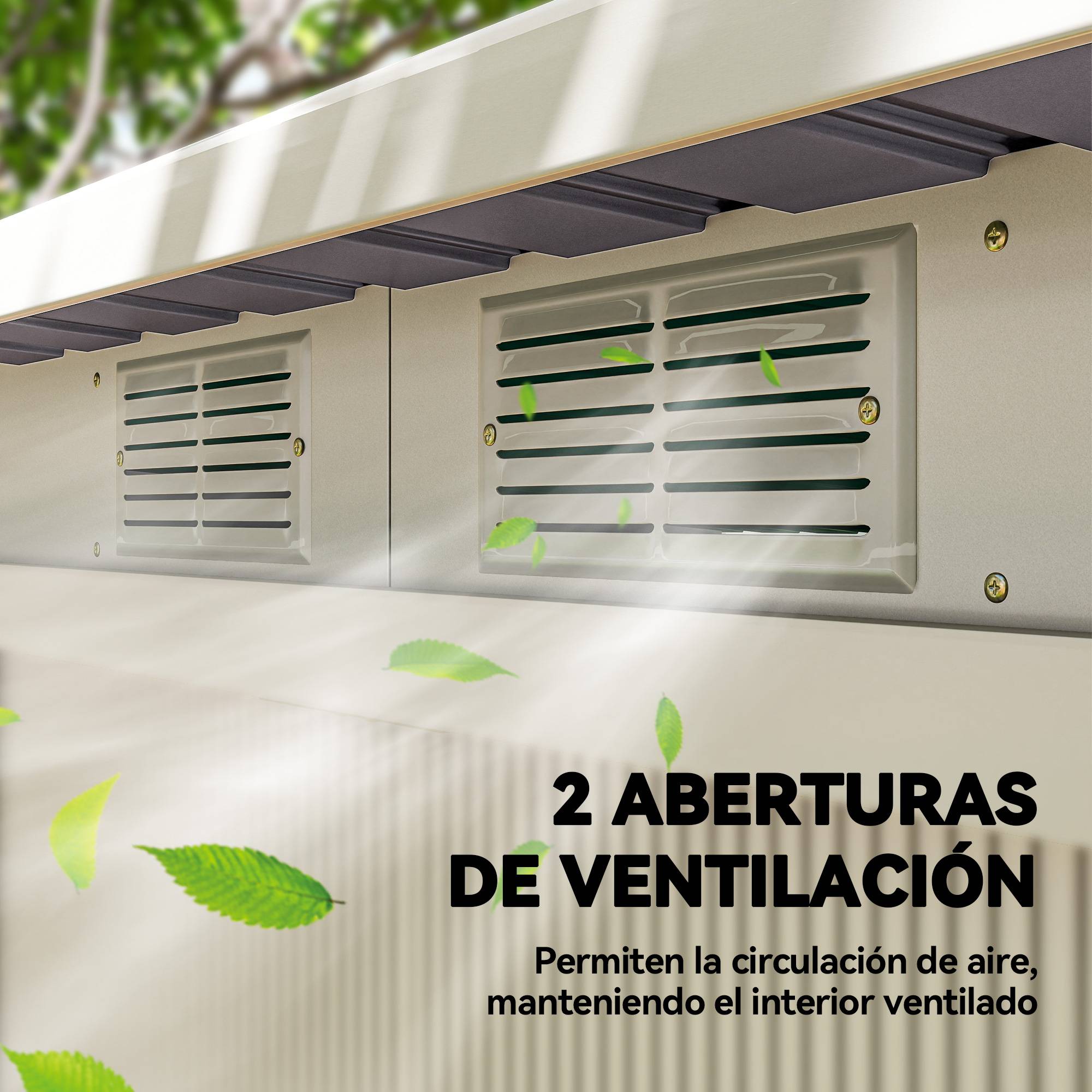Abri de jardin extérieur 3,2 m² 280 x 130 x 172 cm avec portes coulissantes et ventilation, gris clair - Image 10