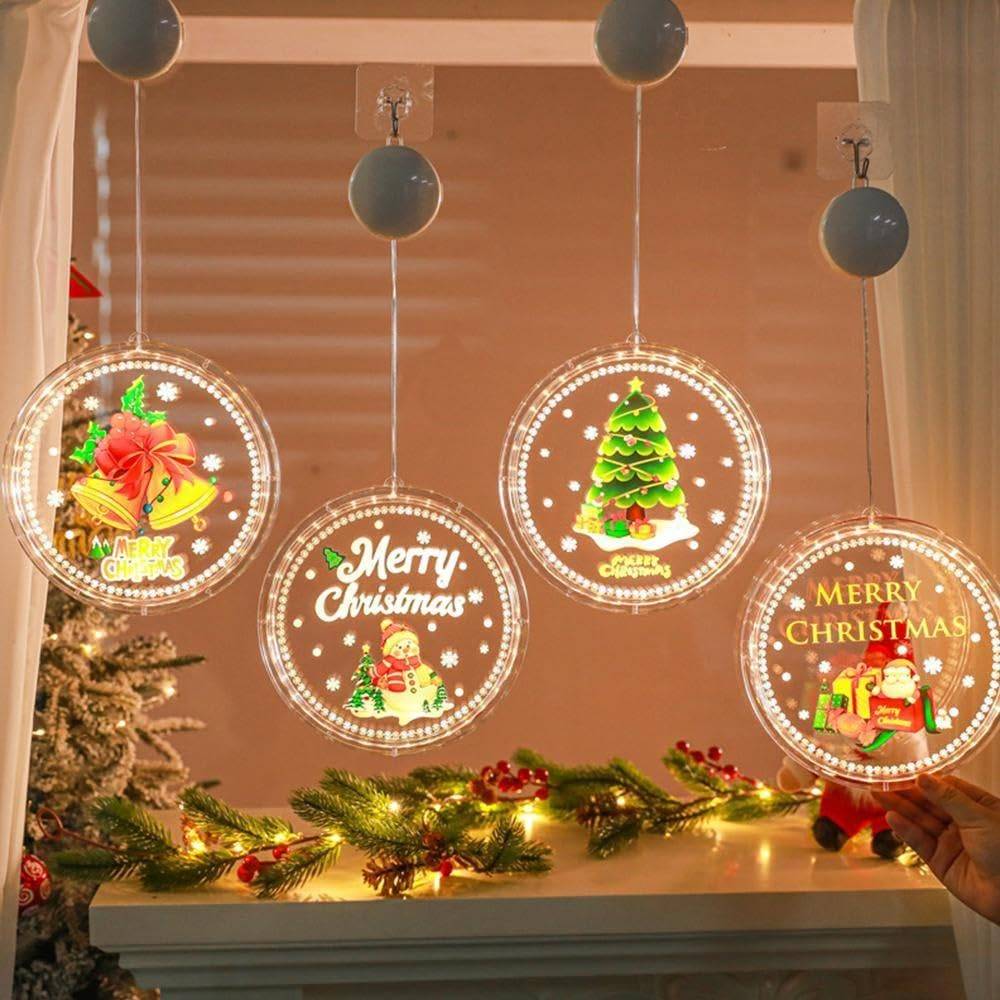 Cloches de noël LED suspendues, lampe à ventouse, ornements de fenêtre, décoration pour la maison - Image 5