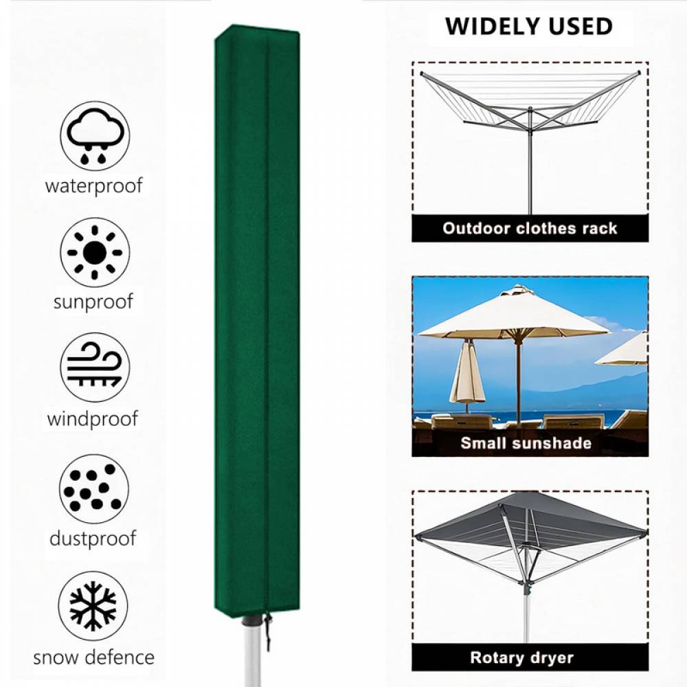 Housse de parasol sécheuse420D, housse de rangement résistante aux intempéries avec fermeture éclair et poche de rangement verte (160x15x15cm)-Lytech - Image 2