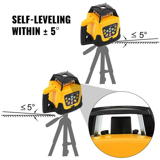VEVOR Niveau laser rotatif 360°, autonivelant. Faisceau vert, portée 500m. Pour construction. - Image 4